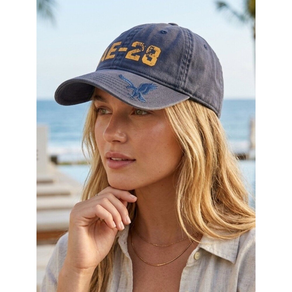 American Eagle AE-23 Embossed Dark Gray Ball Cap Hat Structured Size Small
